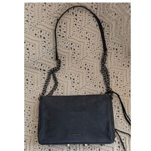 Rebecca Minkoff Mini 5 Zip Black Leather Crossbody Bag Gunmetal Hardware